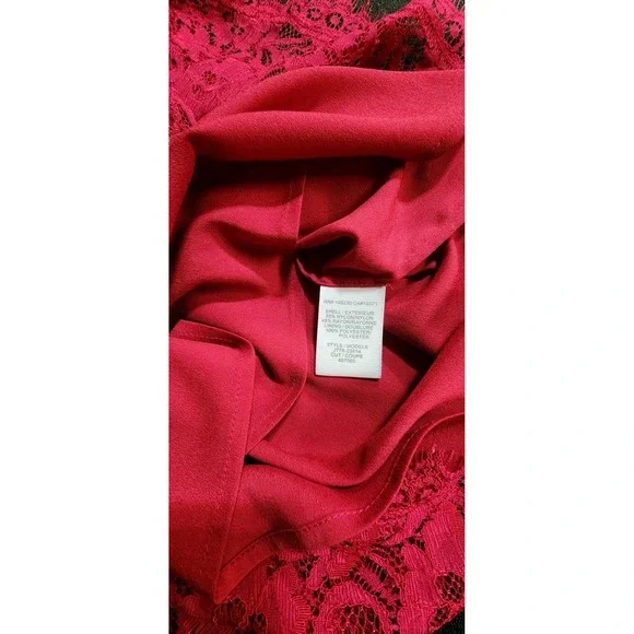 Joie Red Pink Lace Short Sleeve Blouse V-Neck Elegant‎ Flowy Date Occasion EUC - Picture 6 of 8